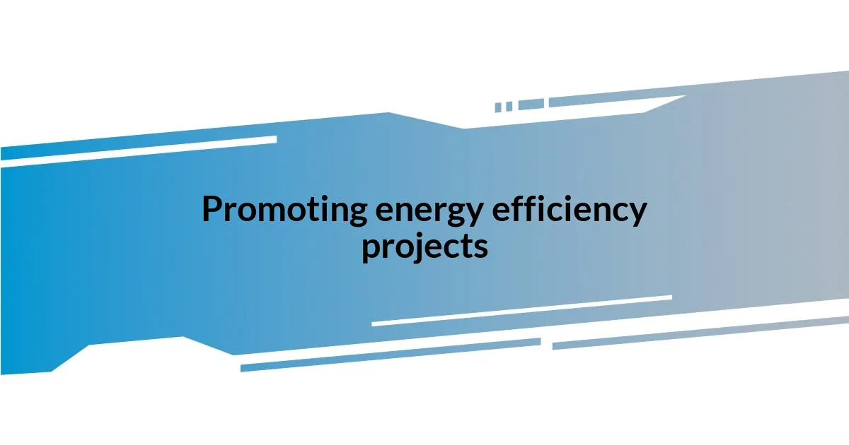 Promoting energy efficiency projects