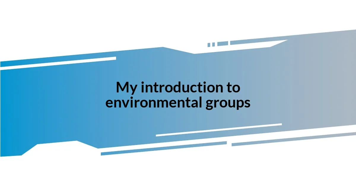 My introduction to environmental groups